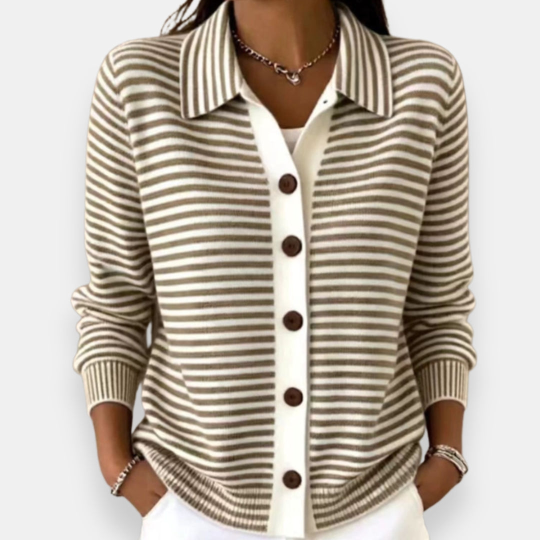 Gula Striped Button-Up Sweater Cardigan