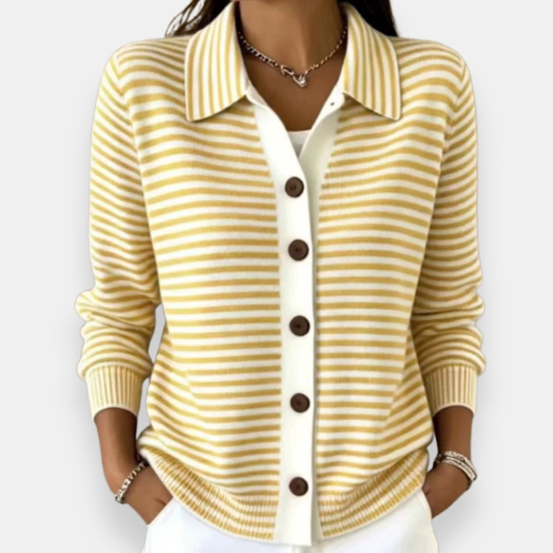Gula Striped Button-Up Sweater Cardigan
