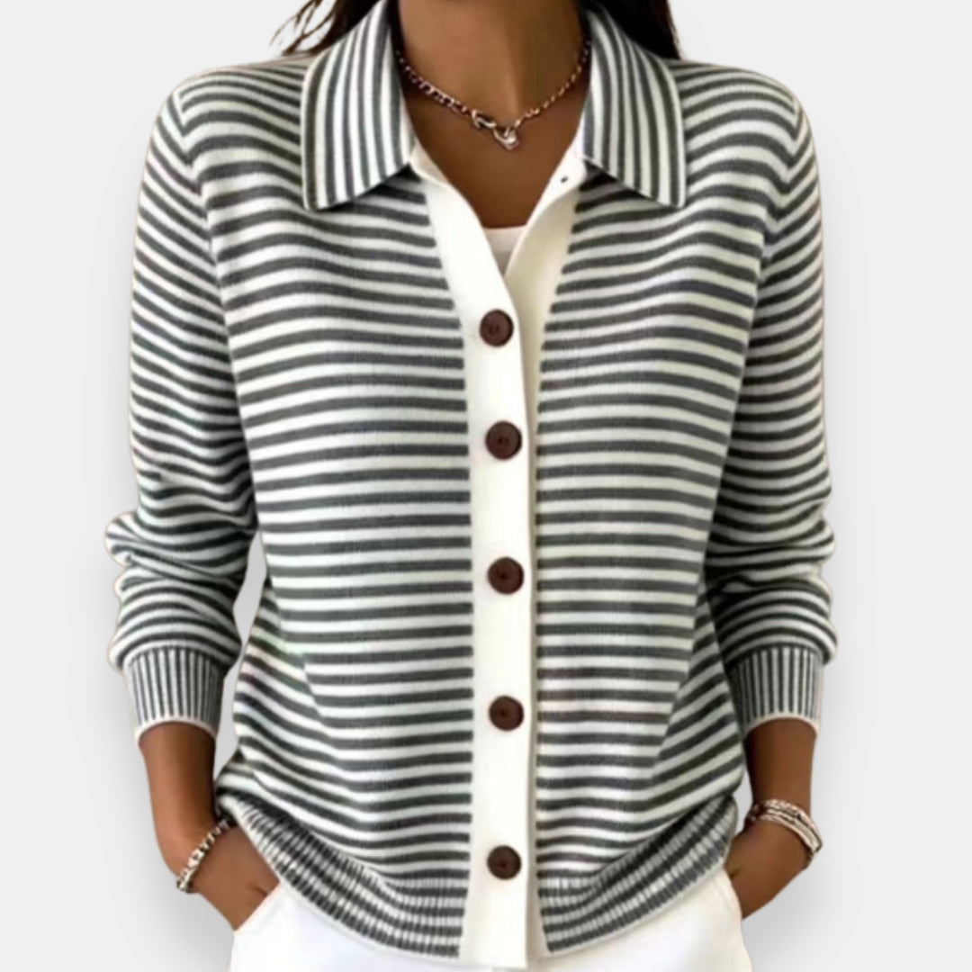 Gula Striped Button-Up Sweater Cardigan