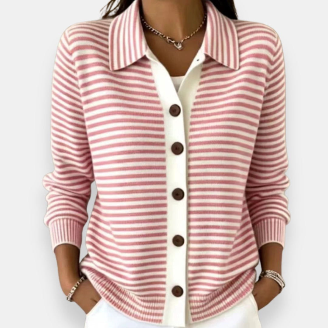 Gula Striped Button-Up Sweater Cardigan