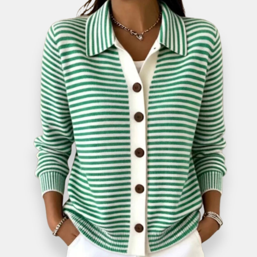 Gula Striped Button-Up Sweater Cardigan
