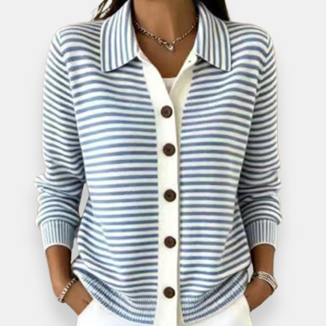 Gula Striped Button-Up Sweater Cardigan