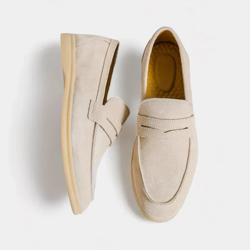 Stirling | Men's Beige Suede Loafers