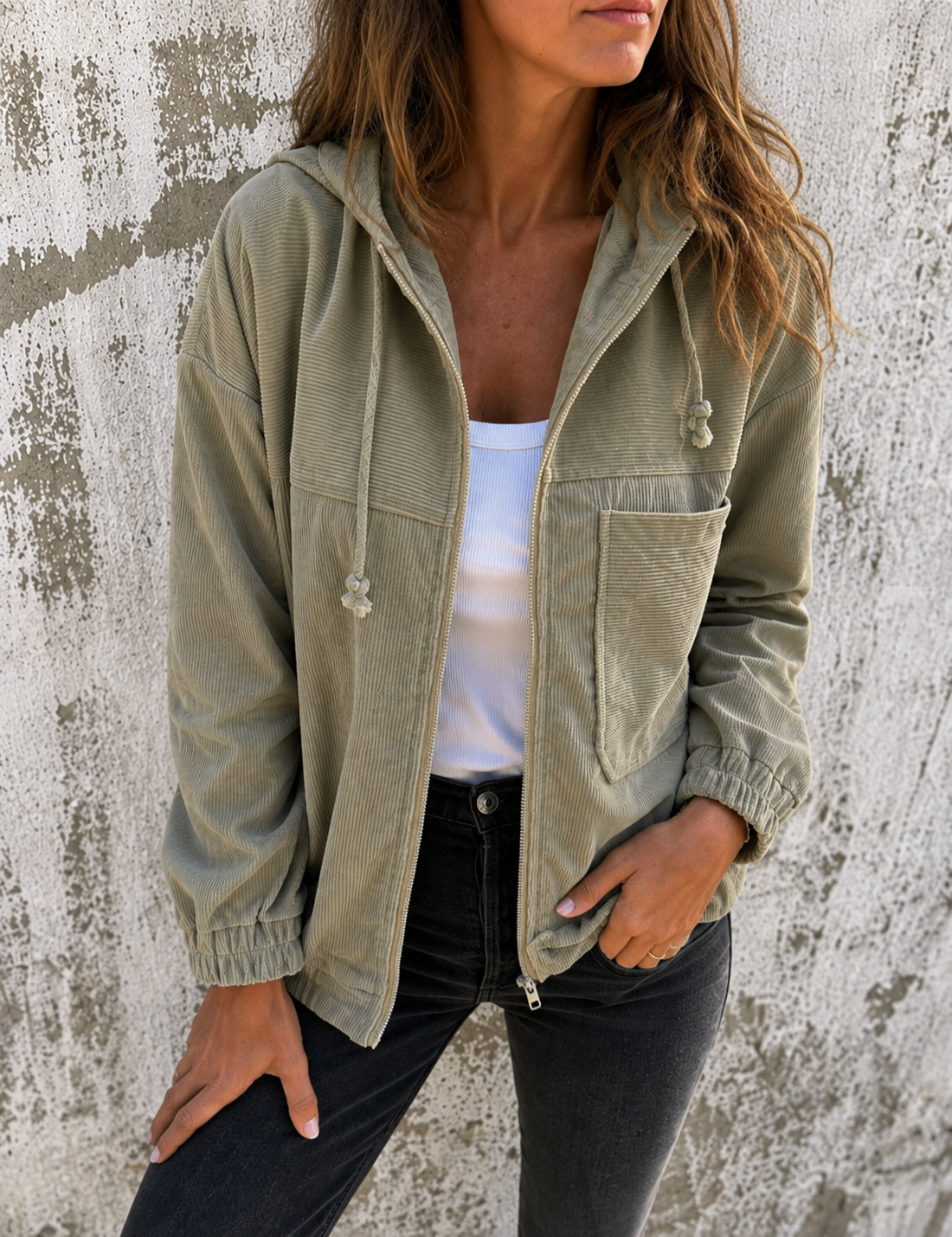 Natalie | Women's Hooded Corduroy Autumn Jacket
