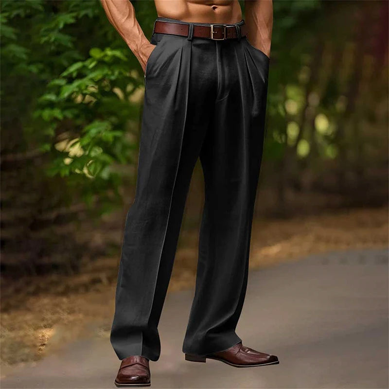 Wide | Men's High-Waist Pleated Wide-Leg Trousers