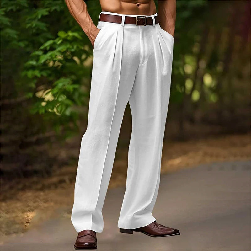 Wide | Men's High-Waist Pleated Wide-Leg Trousers
