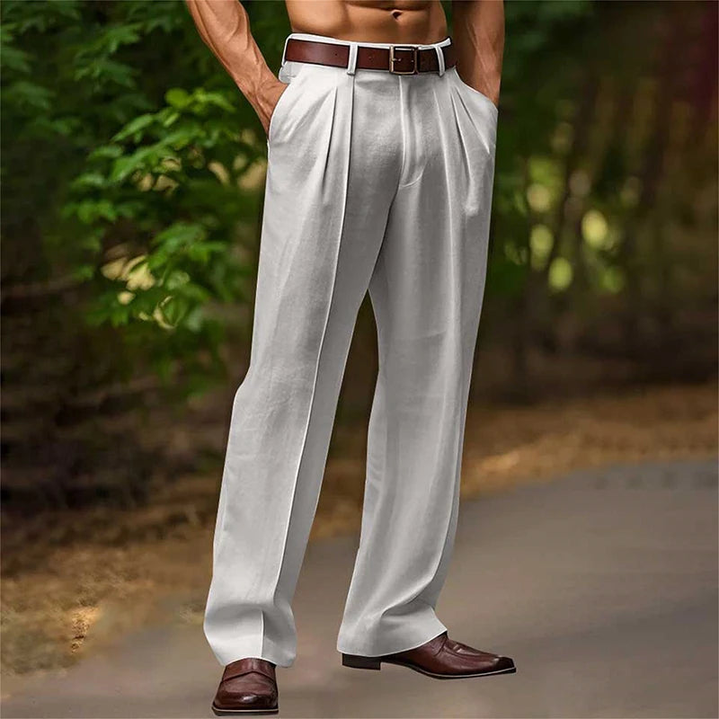 Wide | Men's High-Waist Pleated Wide-Leg Trousers