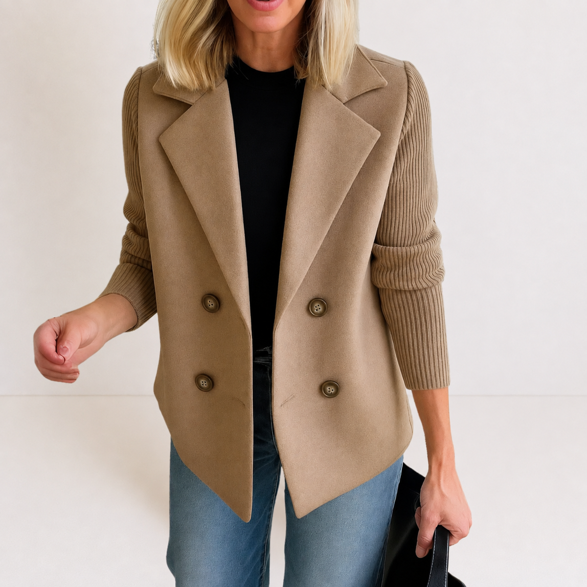 Caroline | Women's Knit Sleeve Blazer Coat