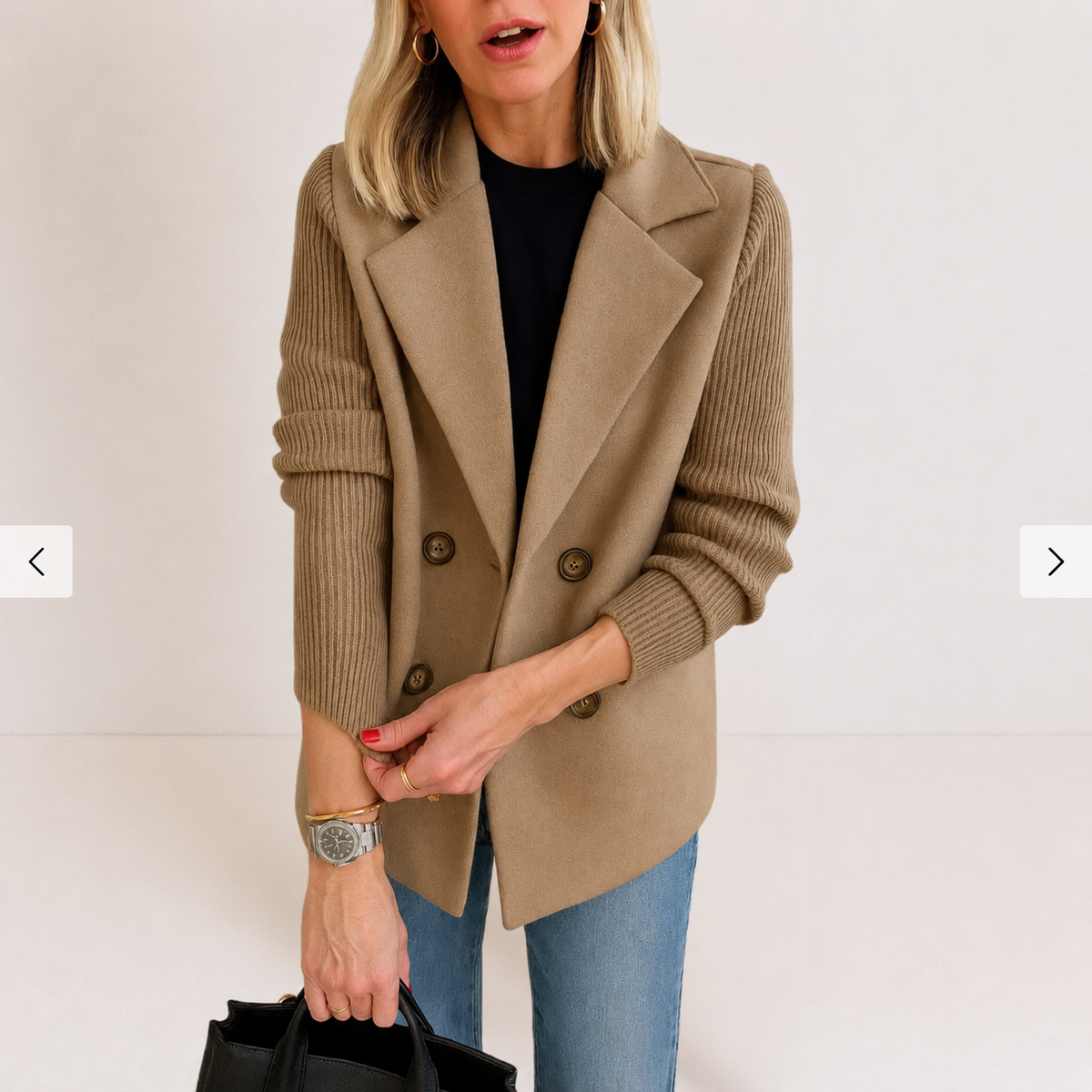 Caroline | Women's Knit Sleeve Blazer Coat