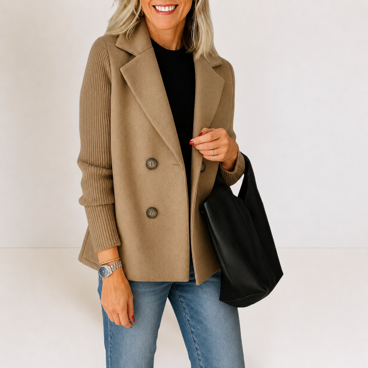 Caroline | Women's Knit Sleeve Blazer Coat