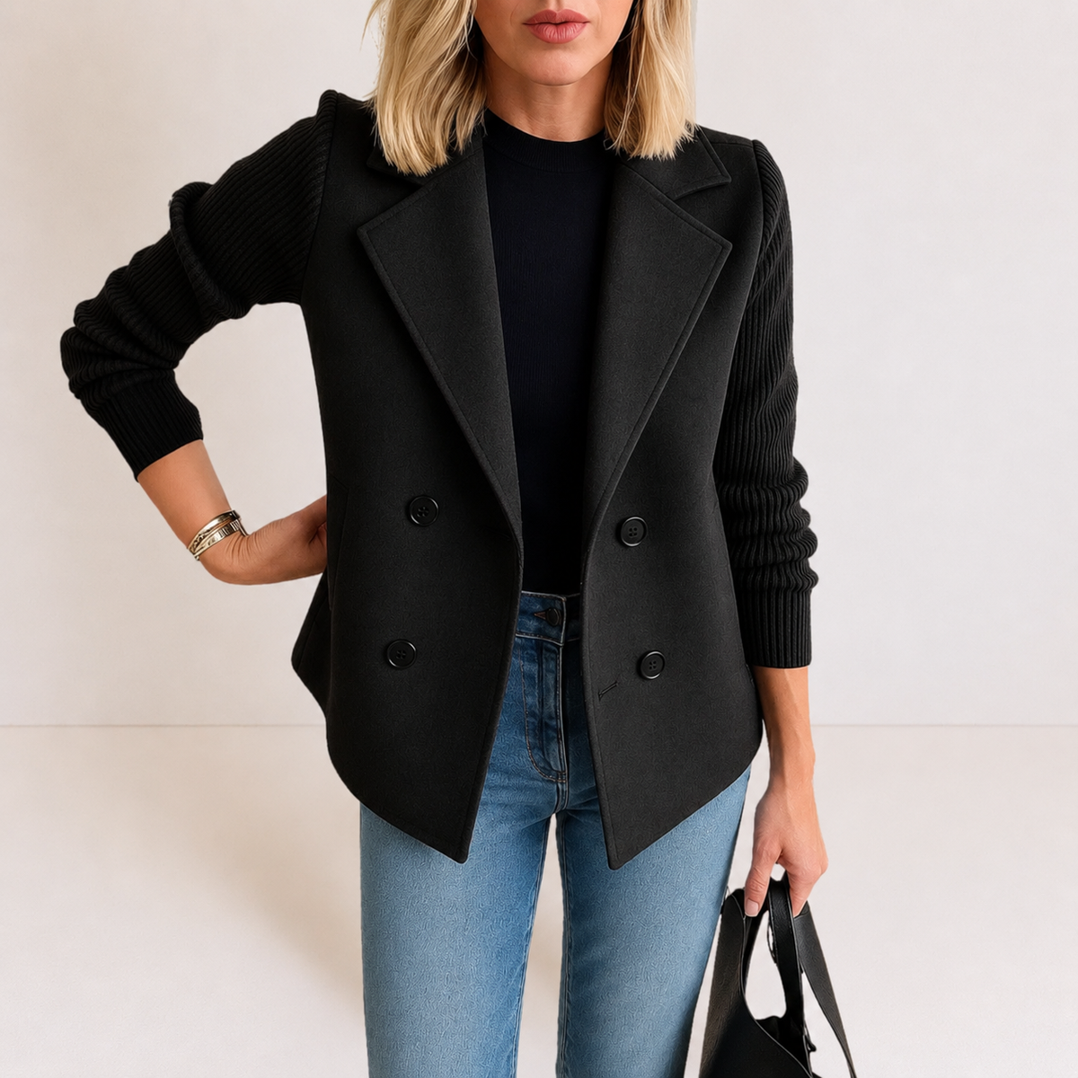 Caroline | Women's Knit Sleeve Blazer Coat