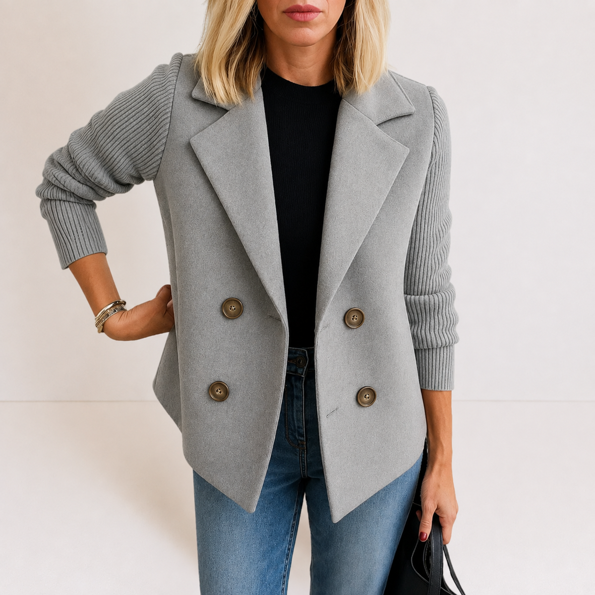 Caroline | Women's Knit Sleeve Blazer Coat