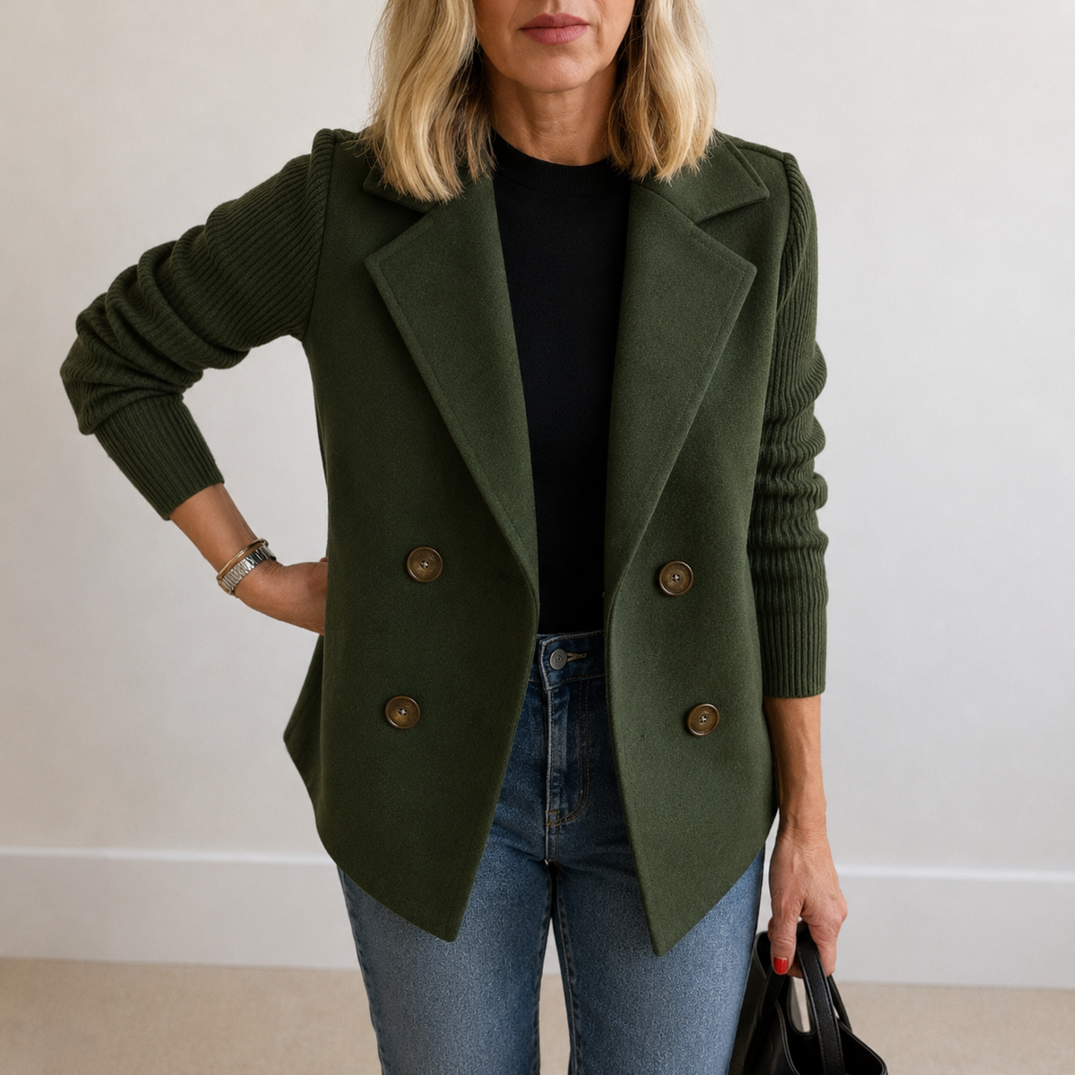Caroline | Women's Knit Sleeve Blazer Coat