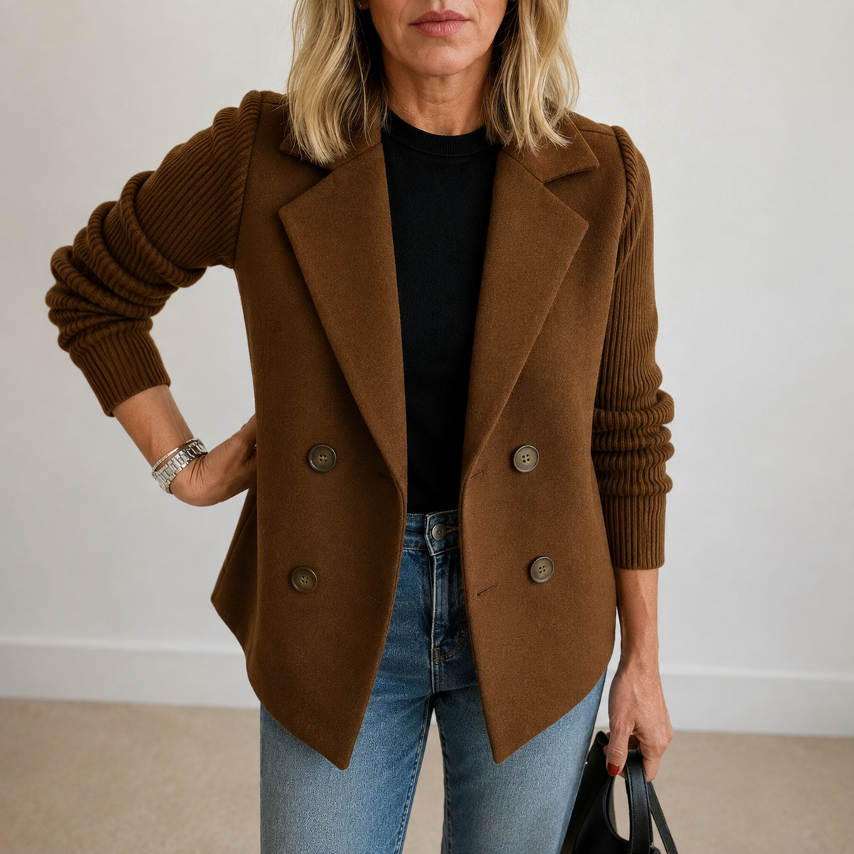 Caroline | Women's Knit Sleeve Blazer Coat
