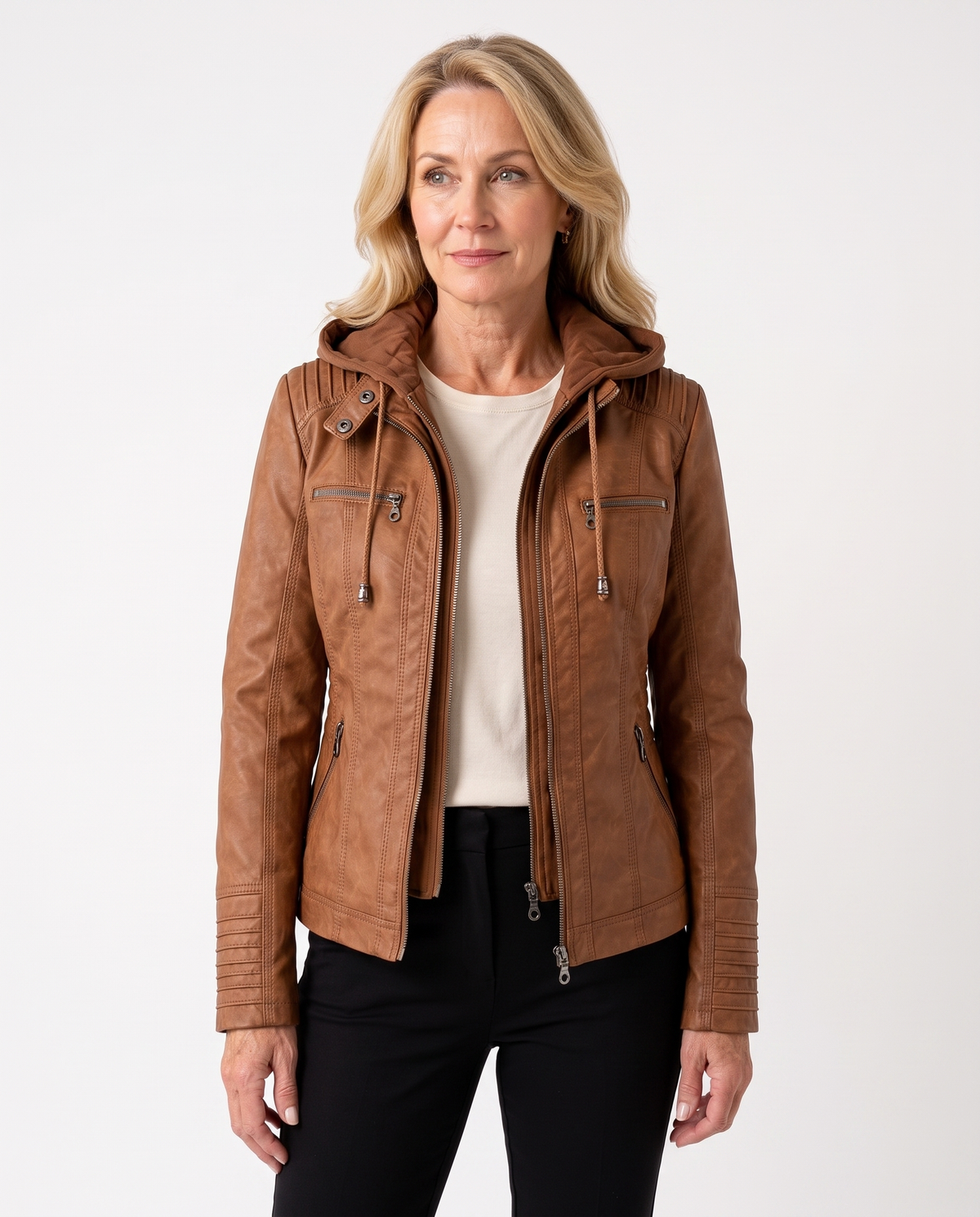 Diane | Women's Leather Jacket with Hood