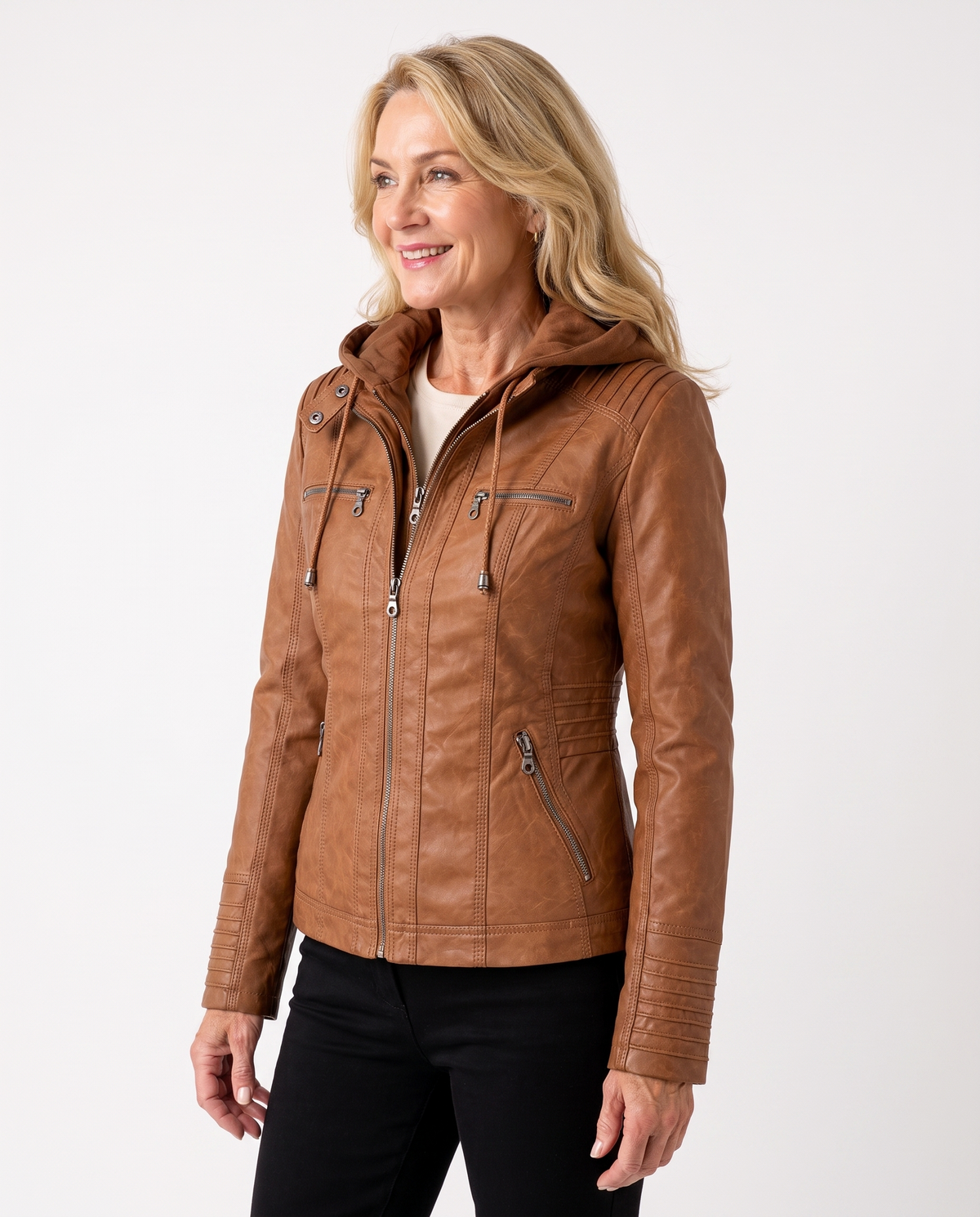 Diane | Women's Leather Jacket with Hood