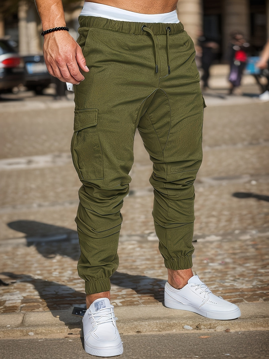 Cotton | Men's Casual Solid-Color Cargo Pants