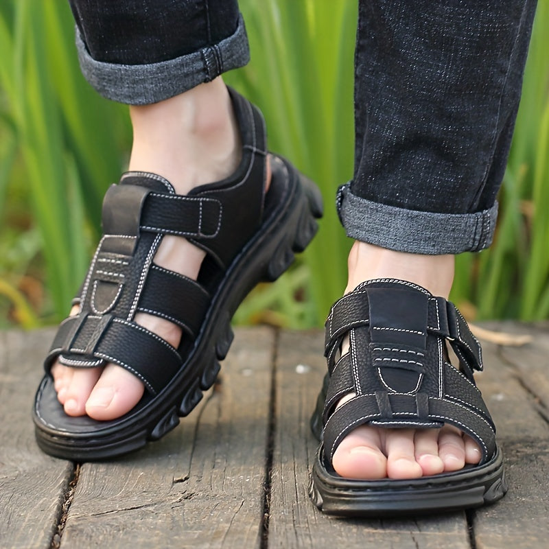 Velcro | Men's Open-Toe Cowhide Sandals