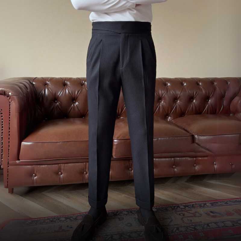 Linen | Men's High-Waist Straight-Fit Trousers