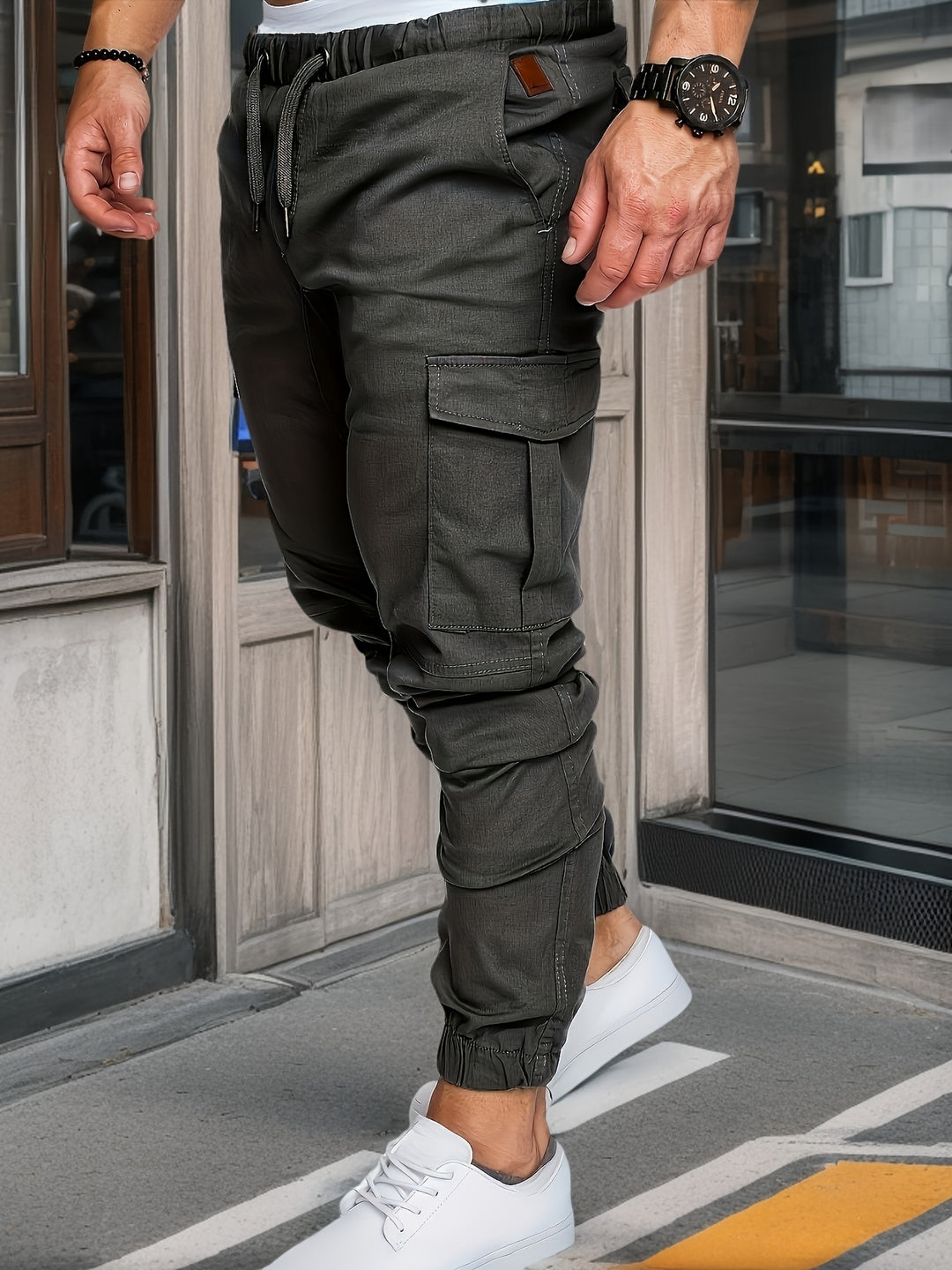 Cotton | Men's Casual Solid-Color Cargo Pants