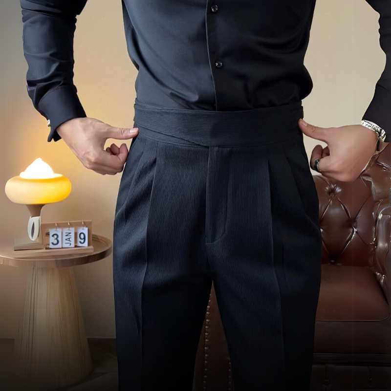 Linen | Men's High-Waist Straight-Fit Trousers