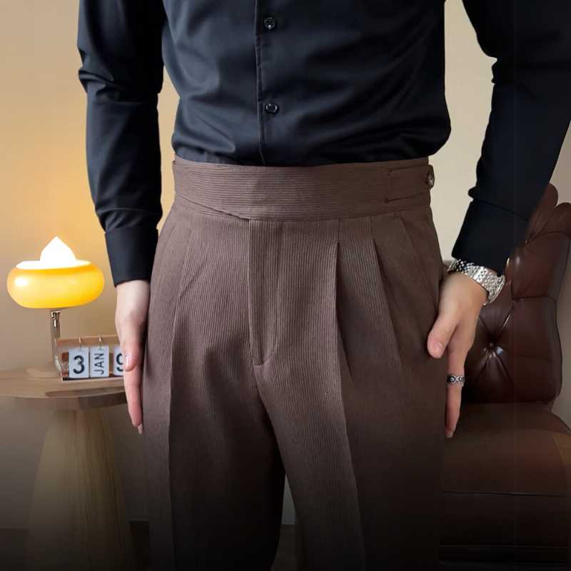 Linen | Men's High-Waist Straight-Fit Trousers