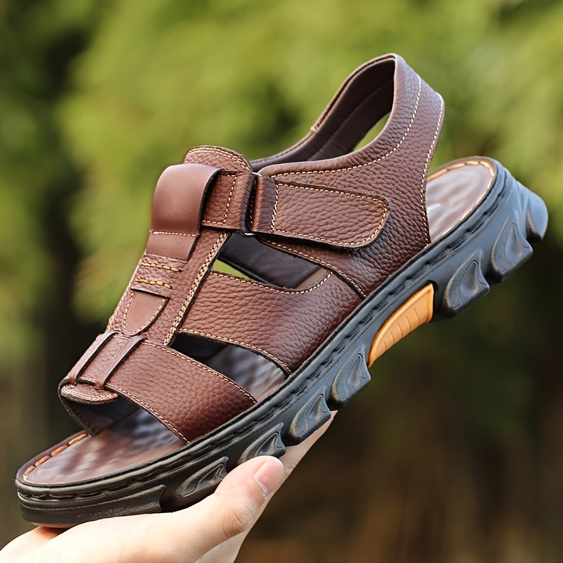 Velcro | Men's Open-Toe Cowhide Sandals