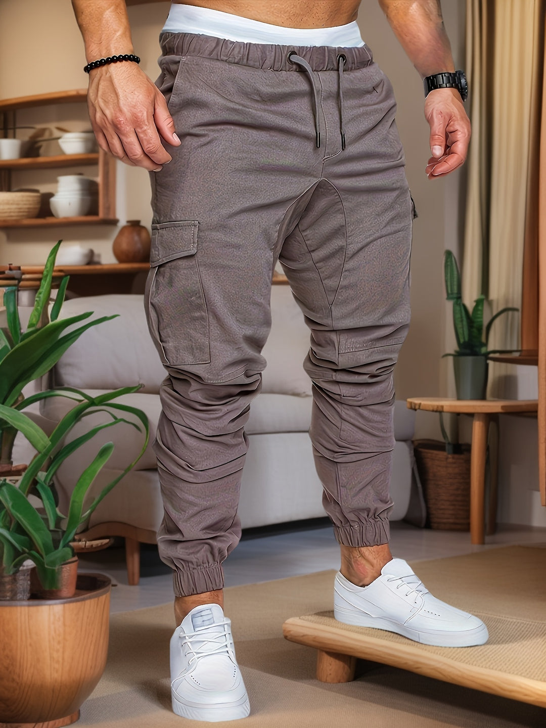 Cotton | Men's Casual Solid-Color Cargo Pants