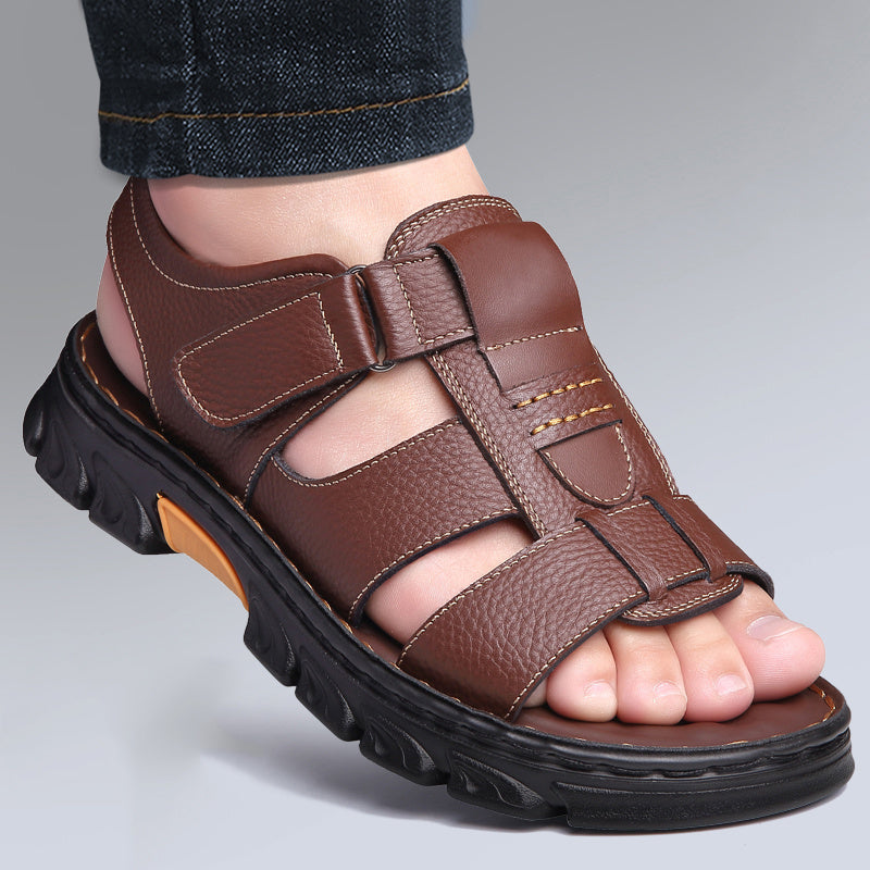 Velcro | Men's Open-Toe Cowhide Sandals