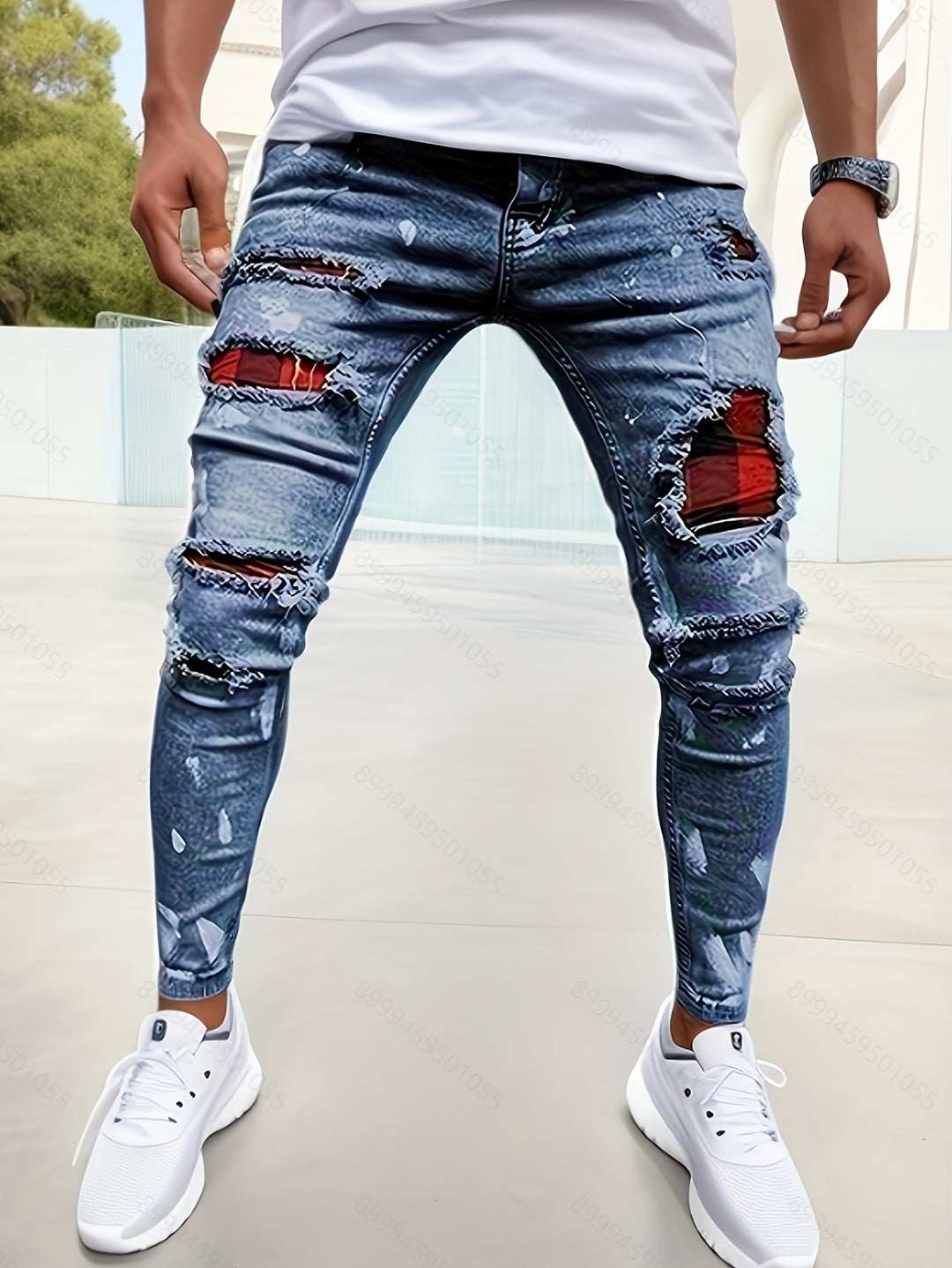 Patch | Men's Slim-Fit Patchwork Stretch Jeans