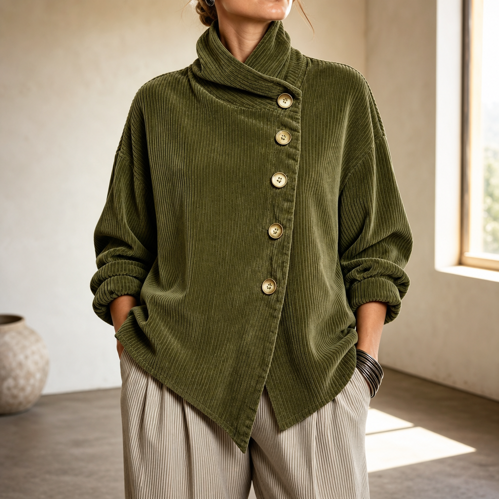 Louiza | Asymmetrical Corduroy Blouse