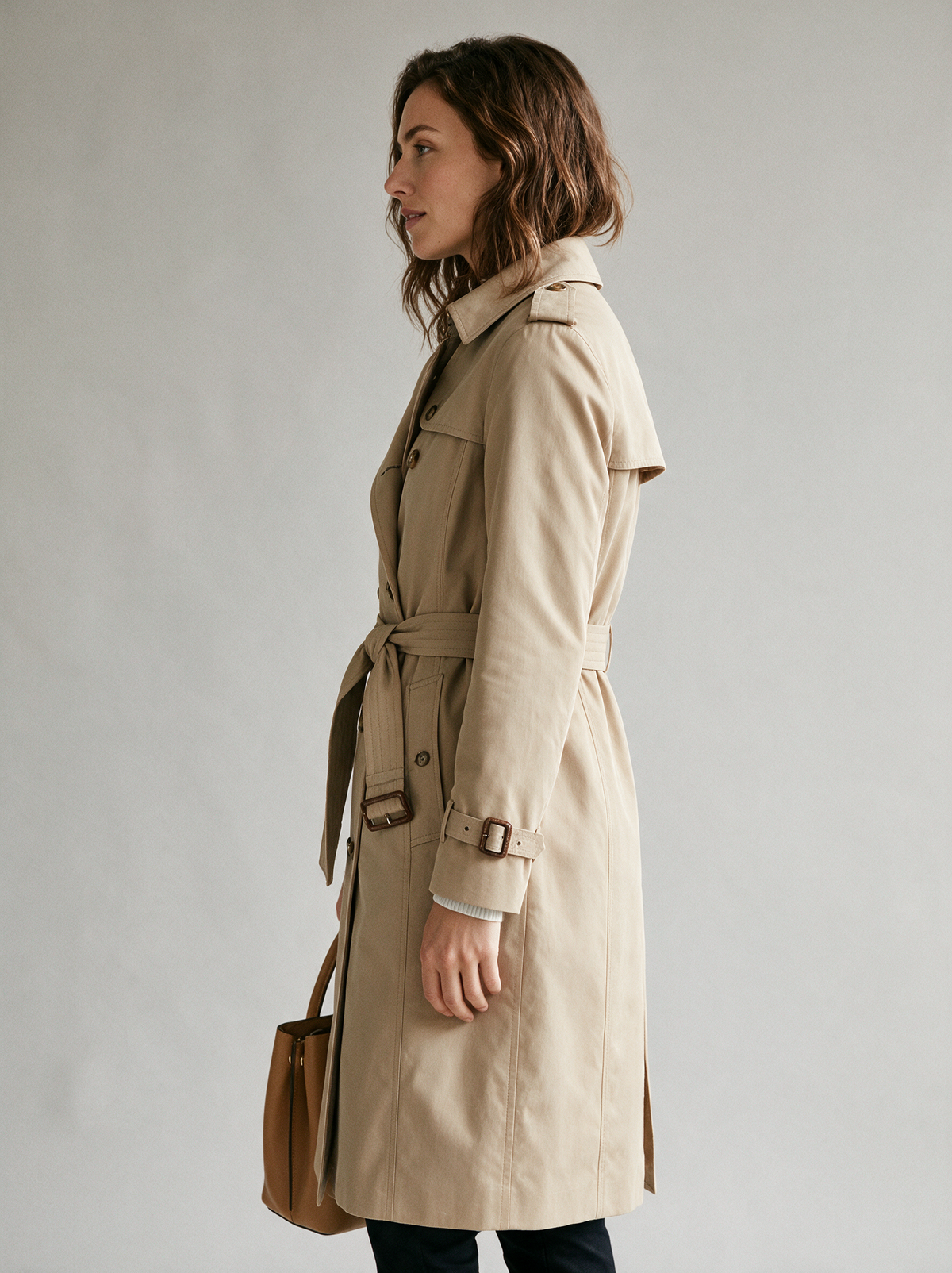 Fenwick Belted Trench side view