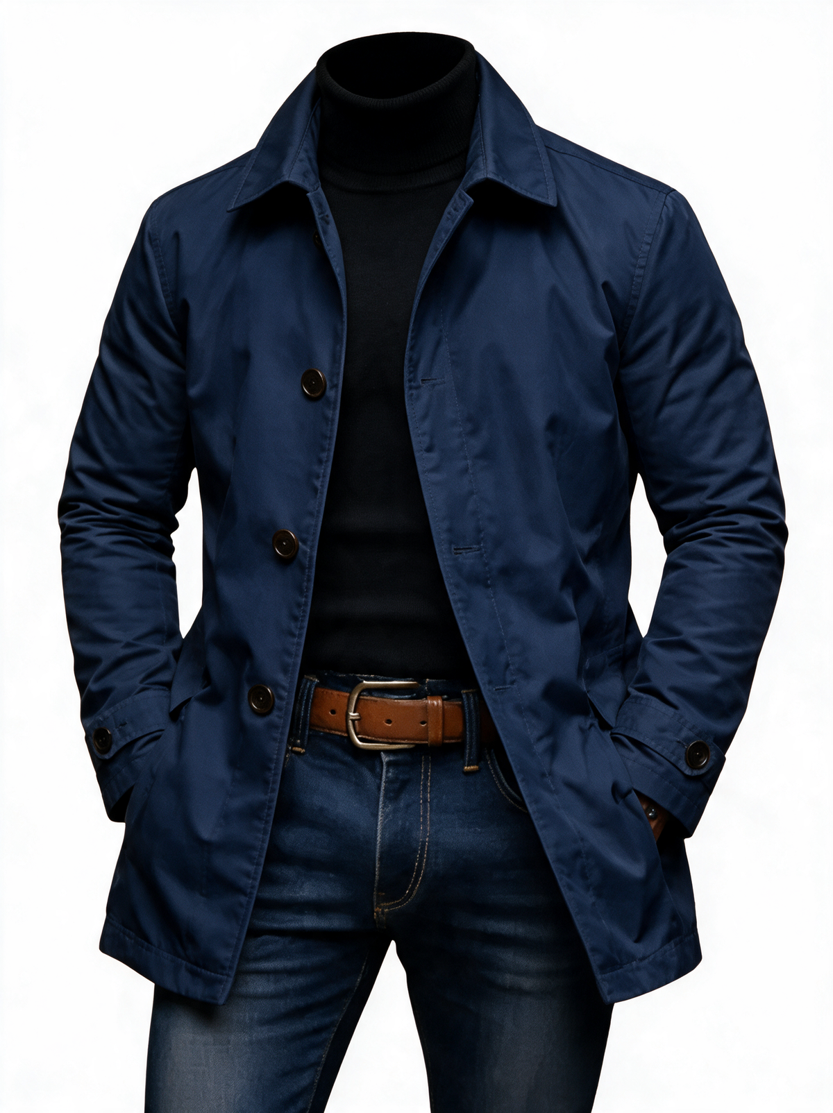 Longline Trench Navy Blue