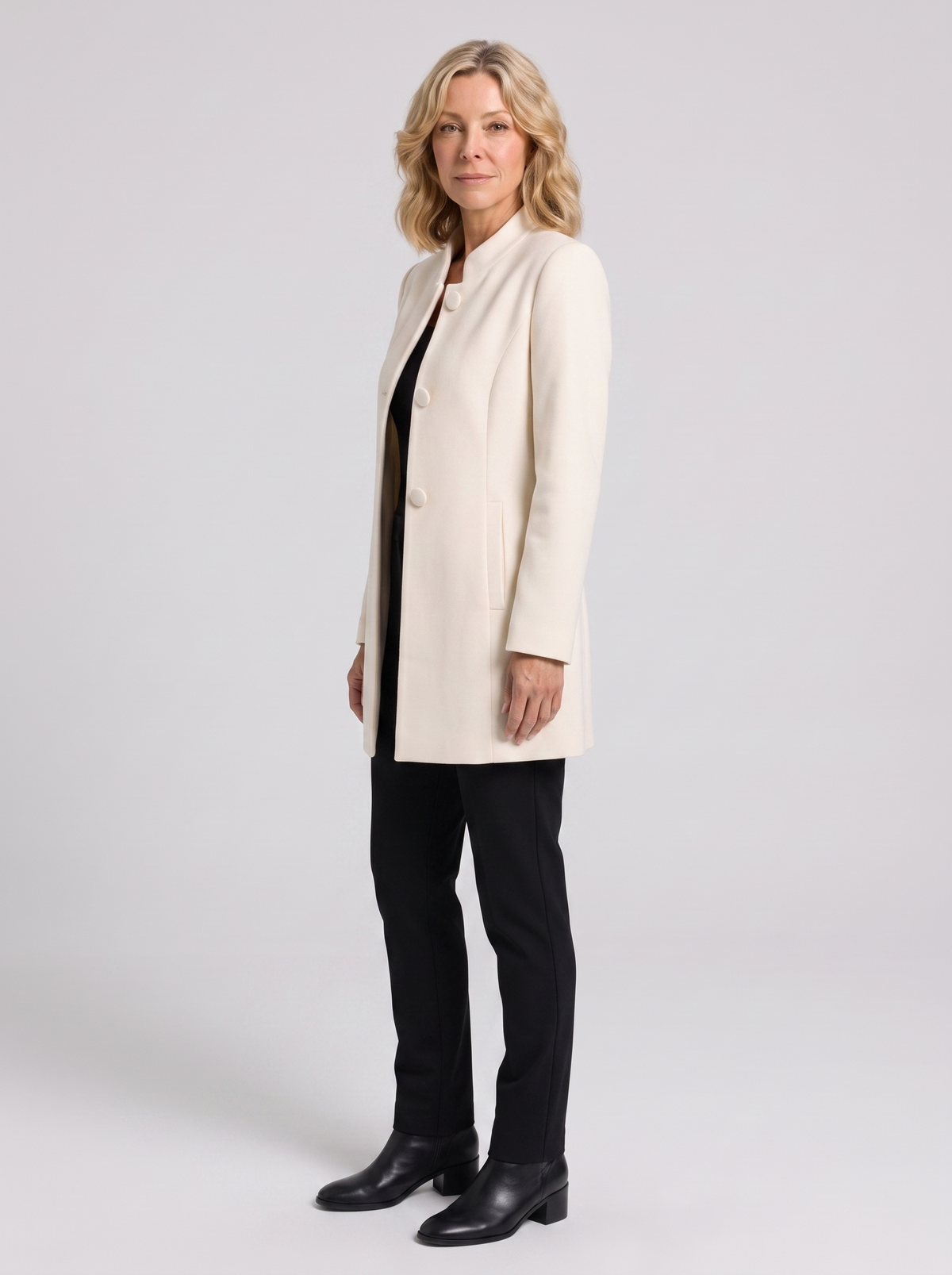 Marilyn | Women's Elegant Tailored Jacket, side three-quarter view, studio photo