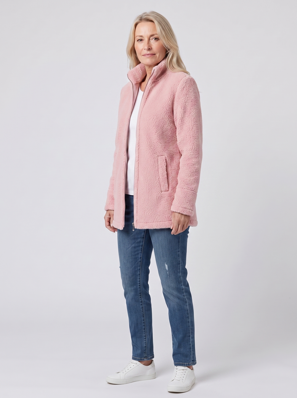 Susan | Women's Cozy Fleece Jacket, side three-quarter view, studio photo