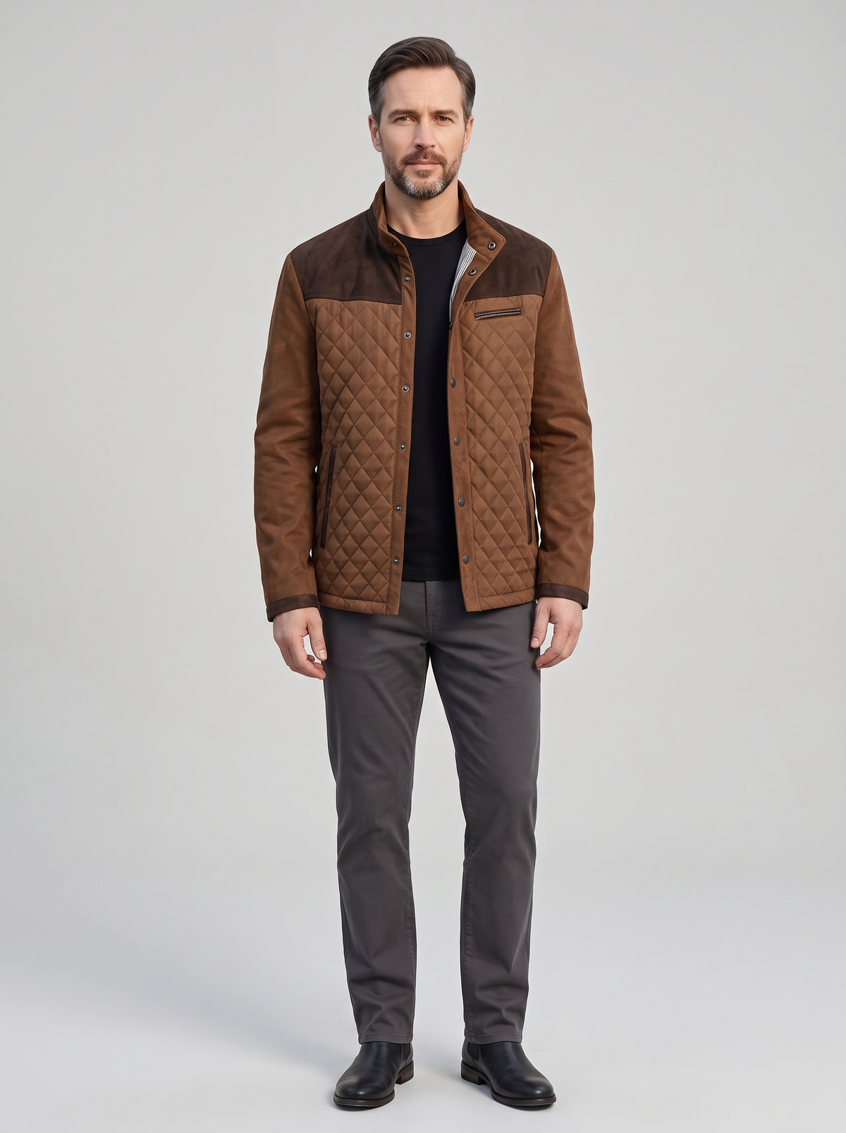 Diego | Men's Casual Jacket, worn by a model, full-length studio photo