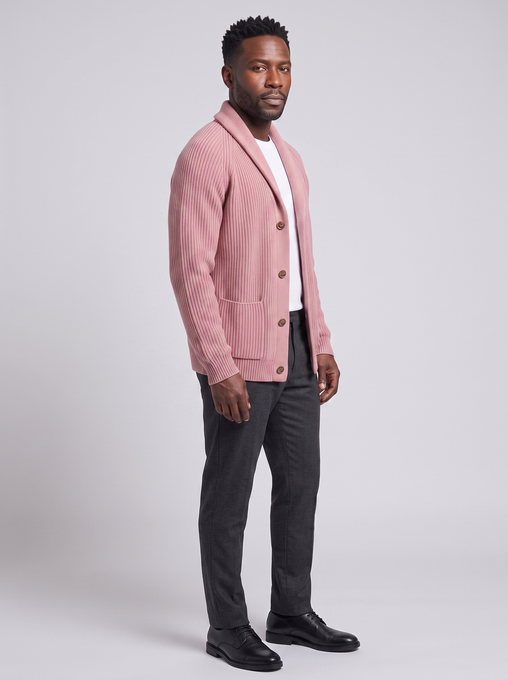 Men's Chic Knit Vest, side three-quarter view, studio photo