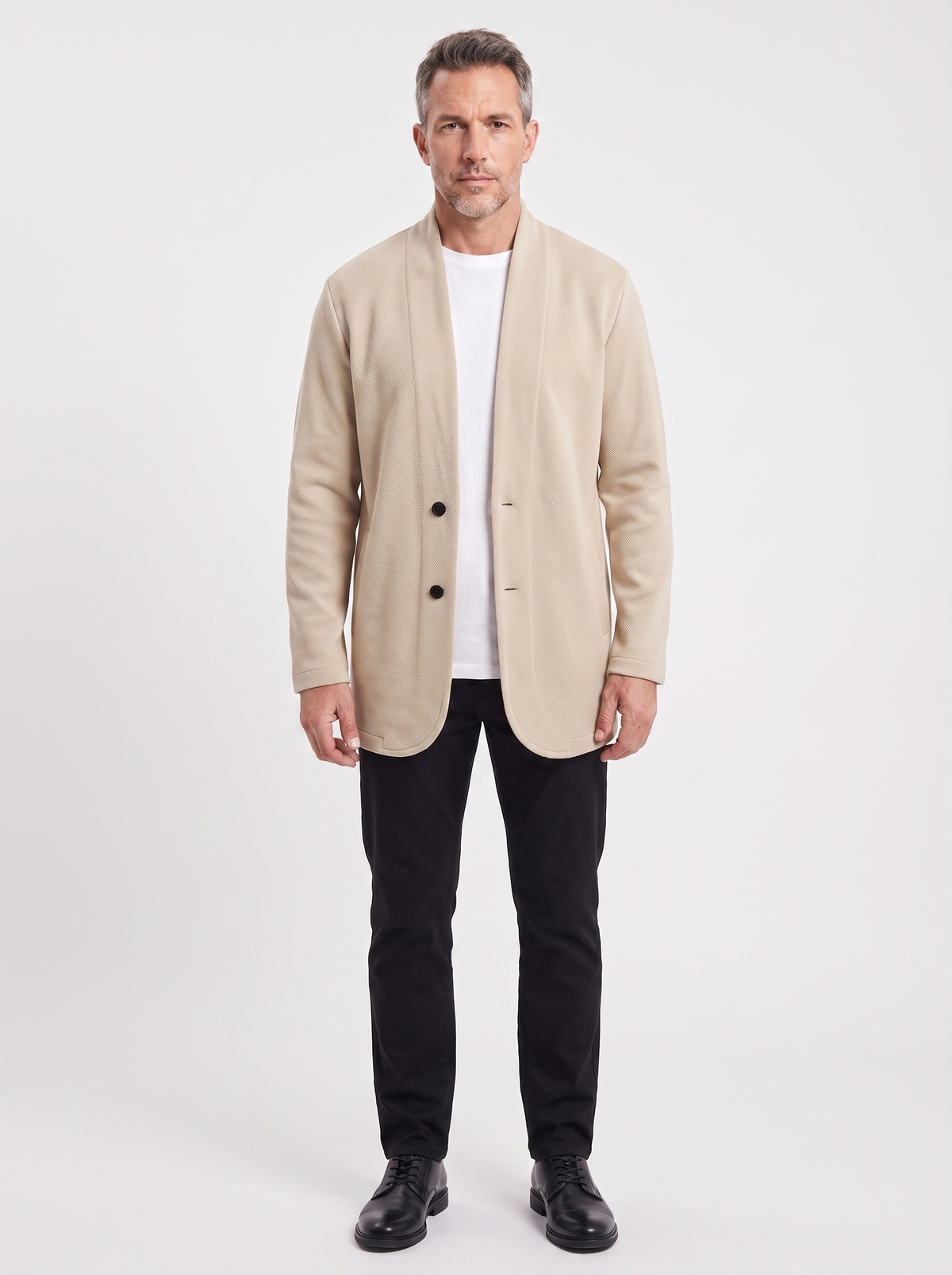 Men's Relaxed Fit Blazer, worn by a model, full-length studio photo