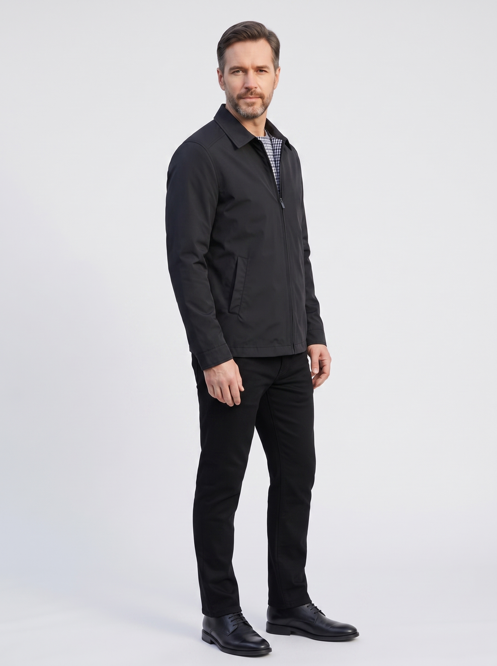 Men's Relaxed Fit Casual Jacket, side three-quarter view, studio photo