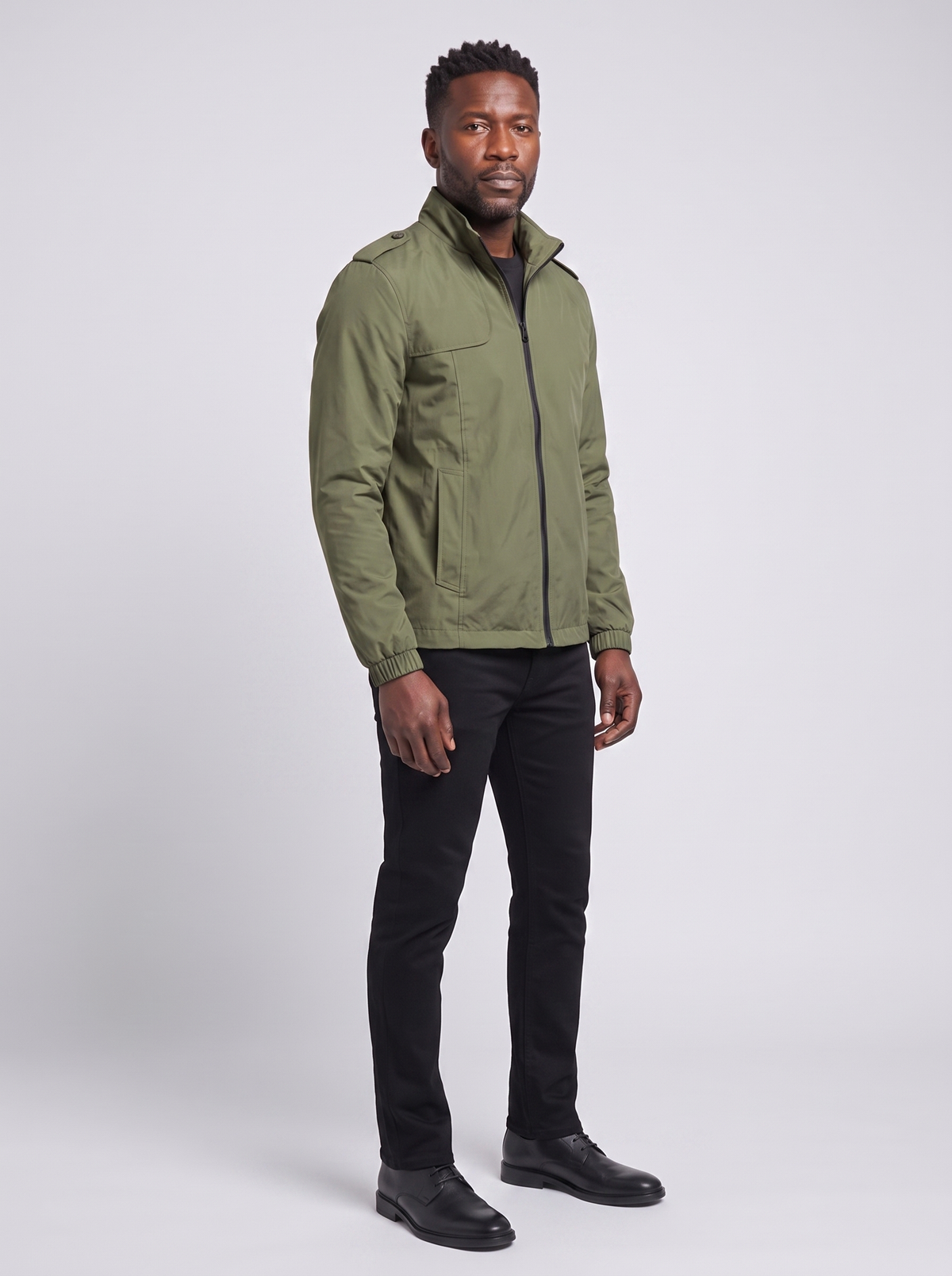 Men's Bomber Jacket, side three-quarter view, studio photo