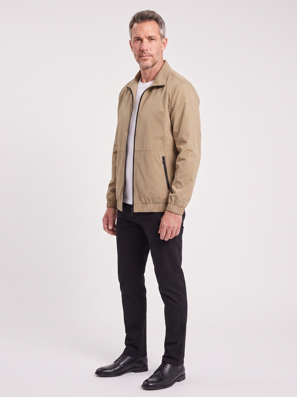 Men's Chic Autumn Blazer, side three-quarter view, studio photo