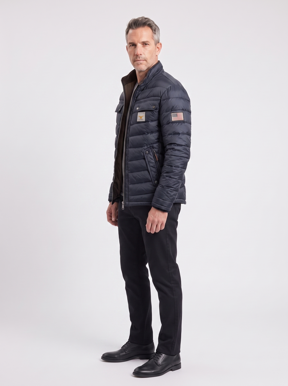 Men's Chic City Padded Jacket, side three-quarter view, studio photo