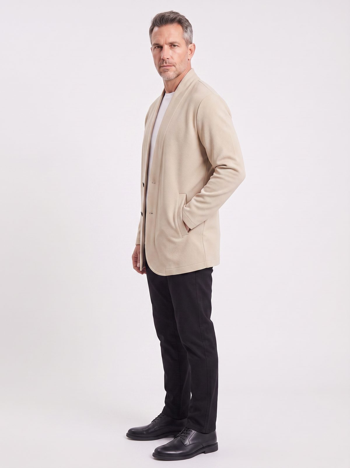 Men's Relaxed Fit Blazer, side three-quarter view, studio photo