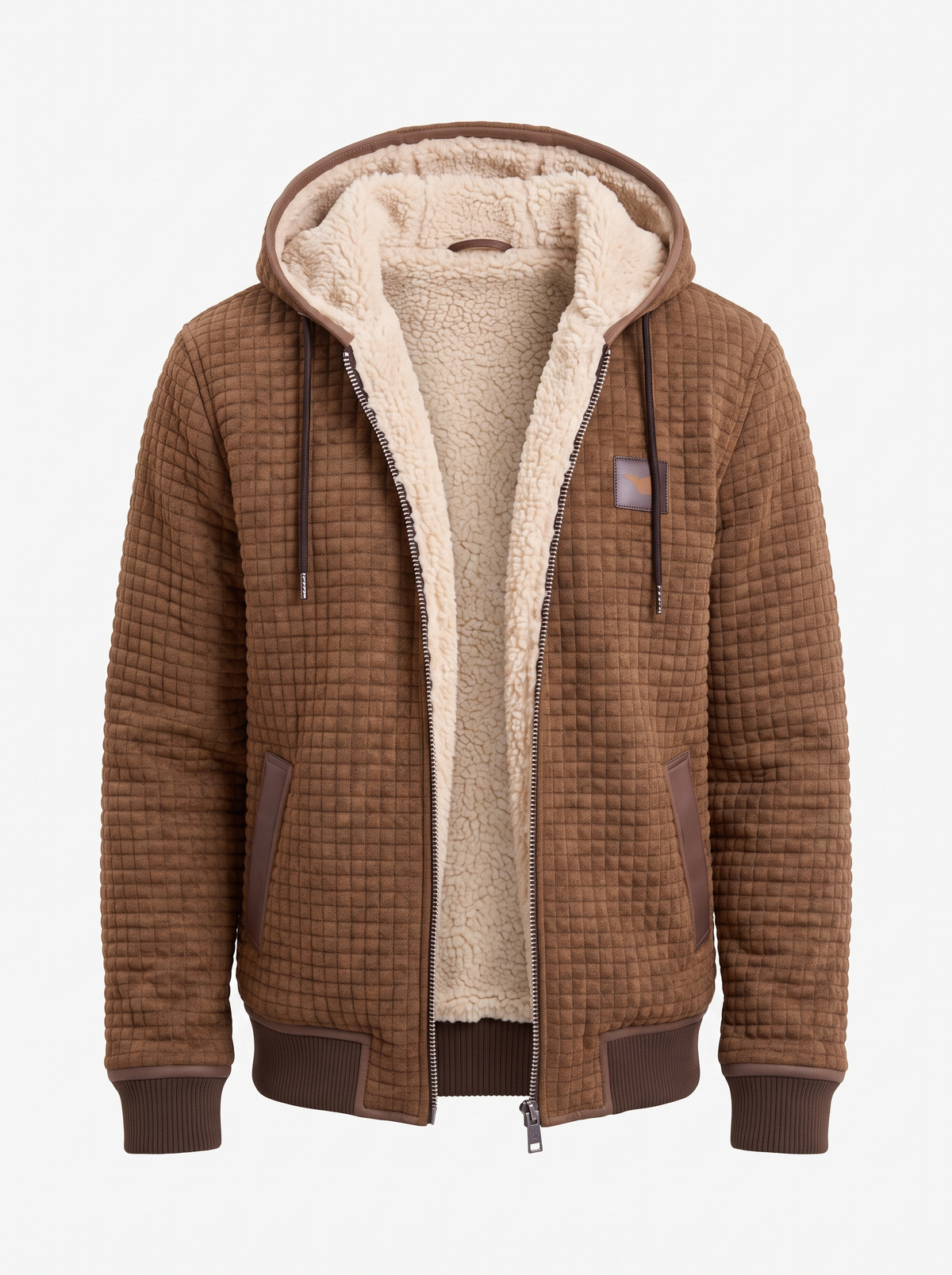 Men's Fleece-Lined Winter Jacket in brown, product photo