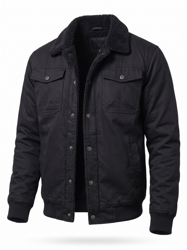 Ugo Men's Stylish Bomber Jacket in black, product photo