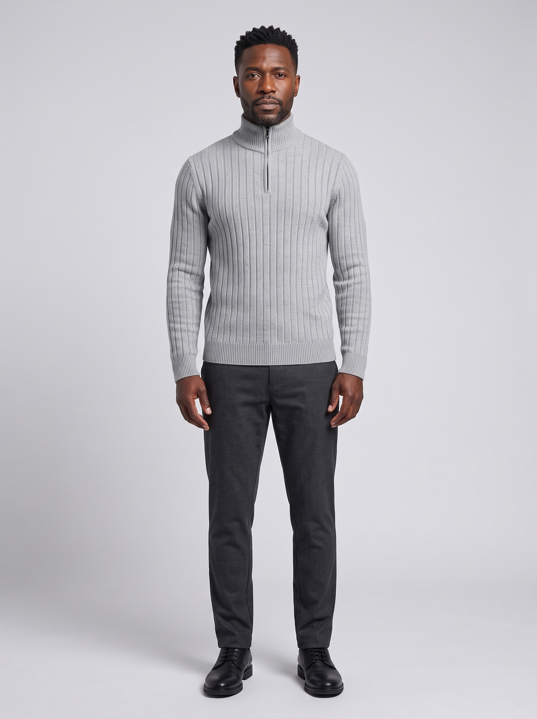 ZERMATT Men's High Neck Half-Zip Pullover, worn by a model, full-length studio photo