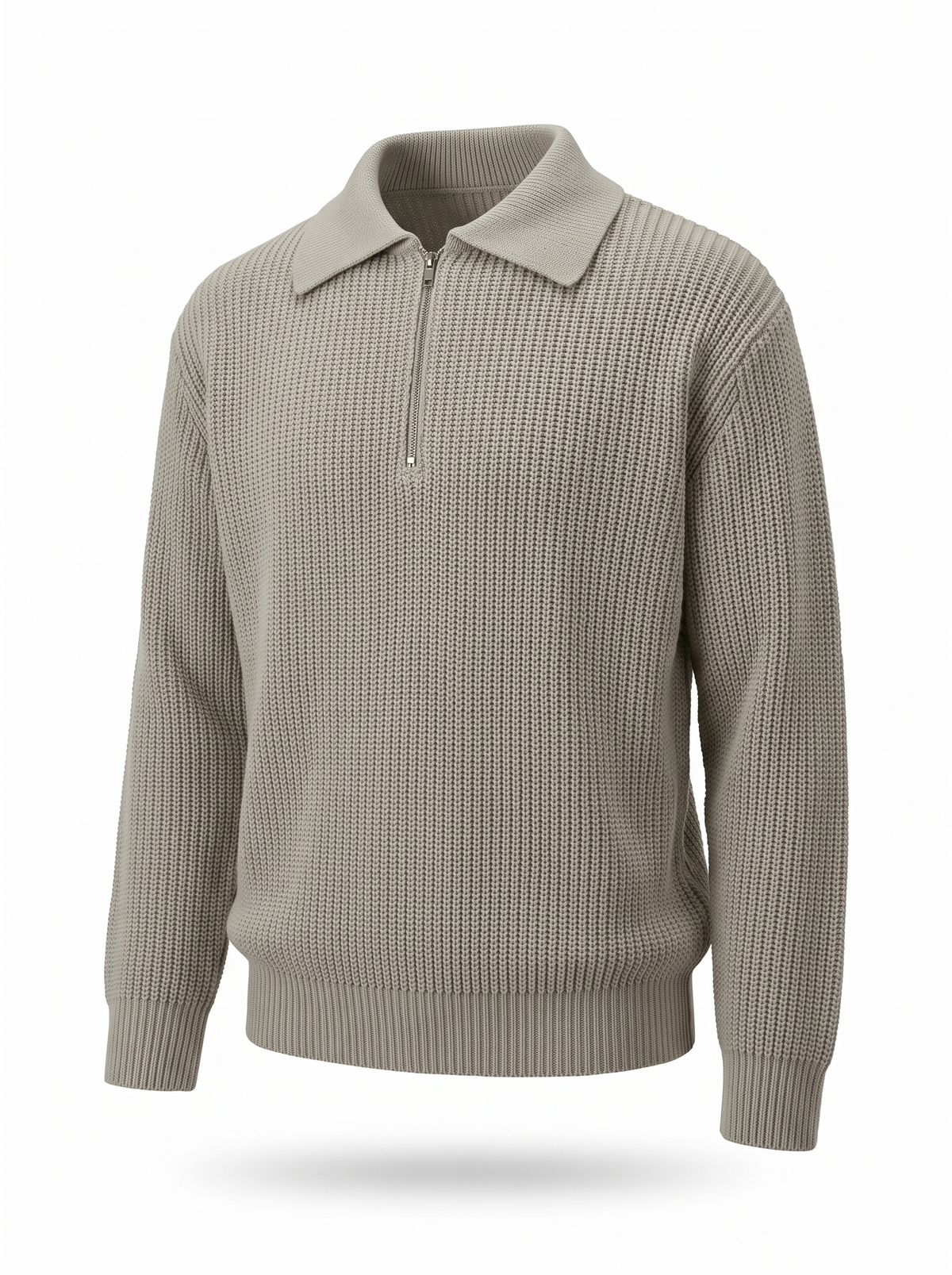 RASON Men's Zip-Up Knit Sweater in grey, product photo