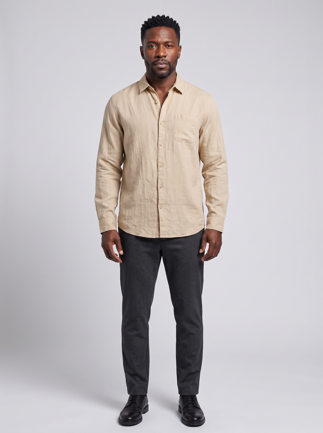 PORTOFINO Men's Classic Button-Up Shirt, worn by a model, full-length studio photo