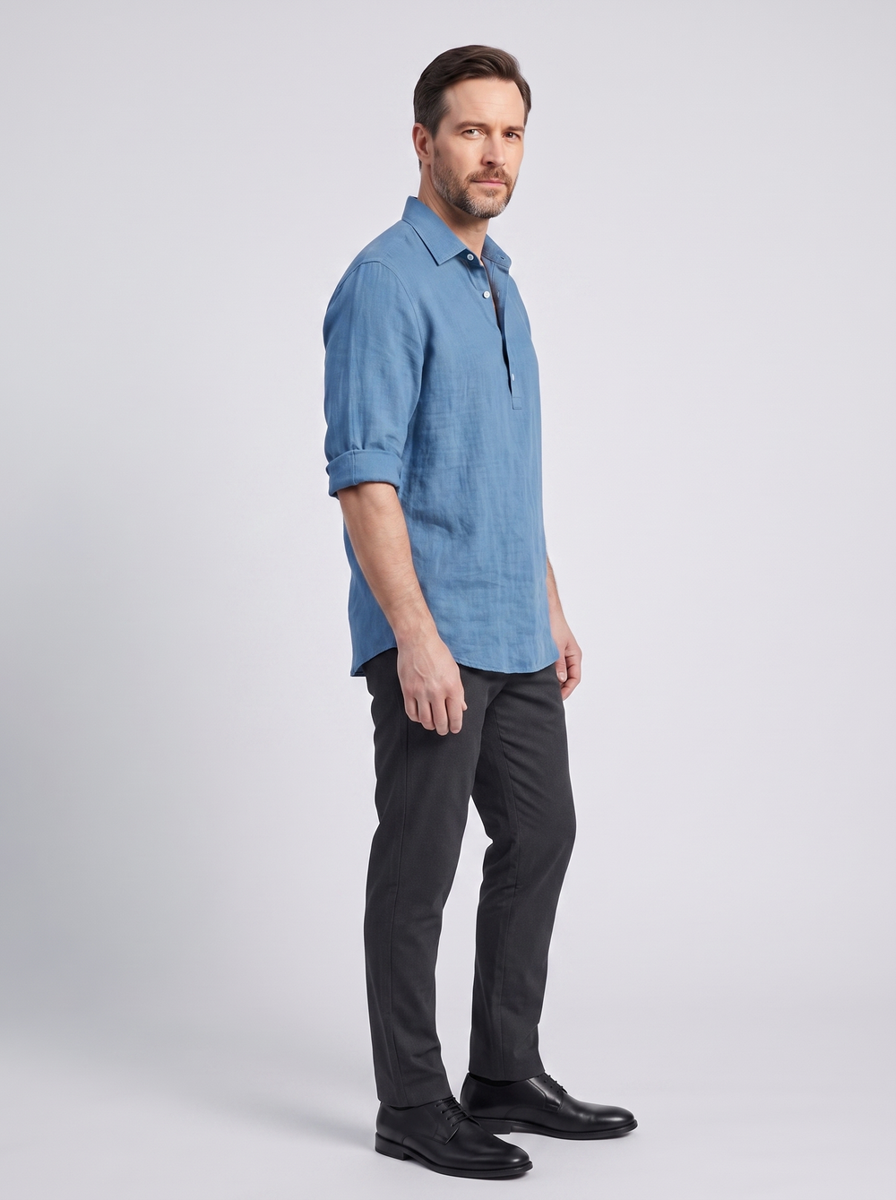 FIRENZE Men's Classic Autumn Shirt, side three-quarter view, studio photo
