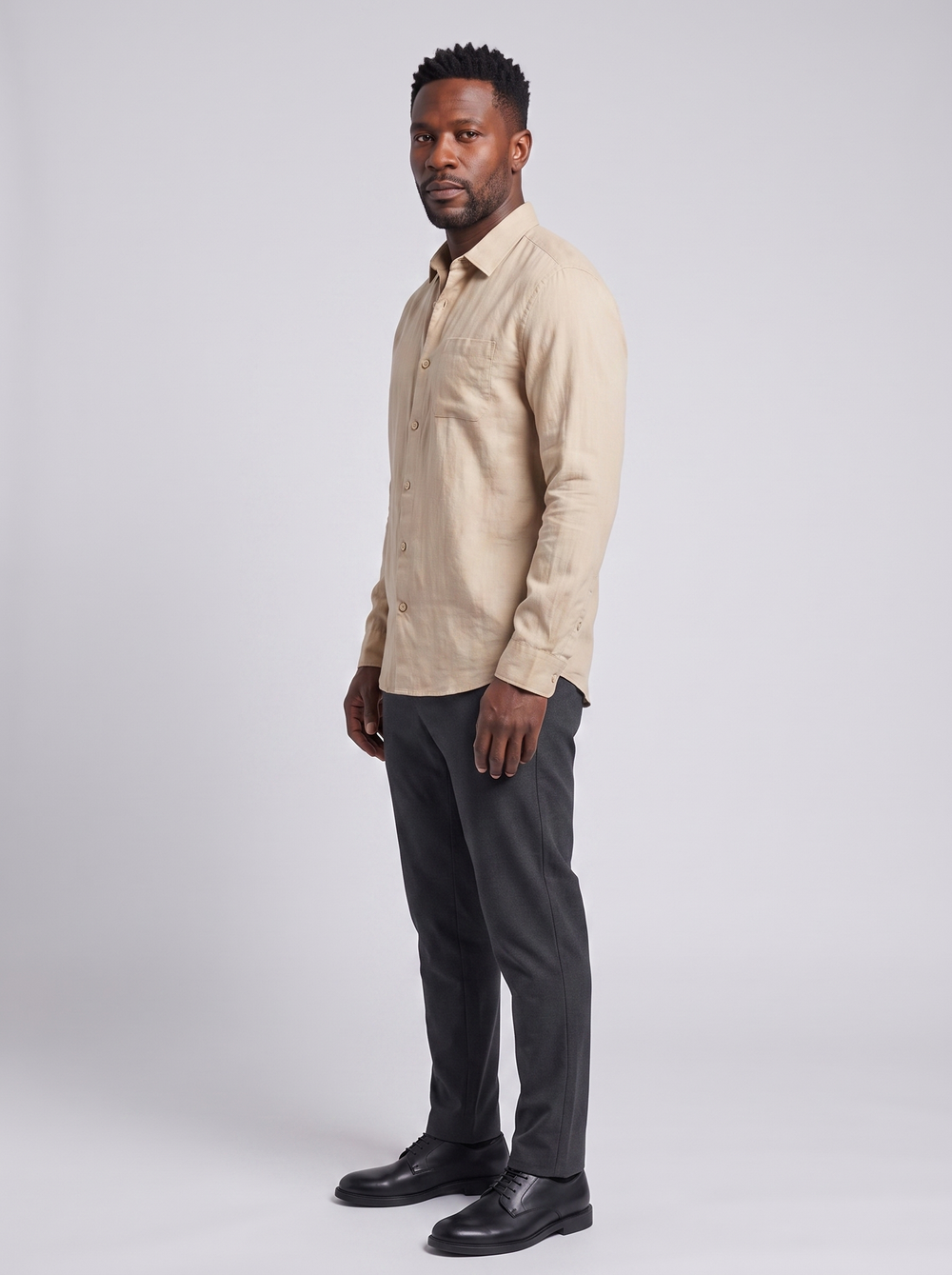 PORTOFINO Men's Classic Button-Up Shirt, side three-quarter view, studio photo
